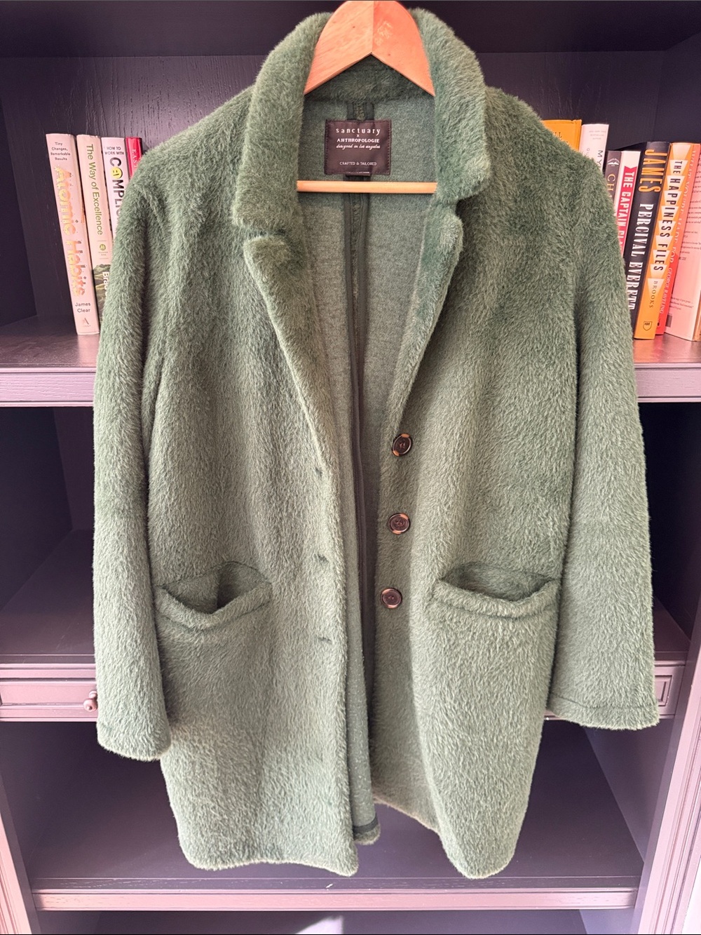 Sanctuary Olive Teddy Coat in Moss Green